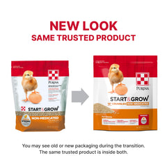Textura crujiente de Purina Start and Grow en granulado para pollitos.