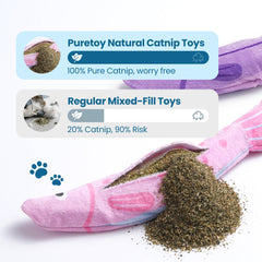 PURETOY Catnip Juguete Pez con Sonido Crujido: impulsa caza y juego interactivo.