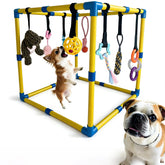 Pwvivjoi gímnasio para cachorros, vista frontal, estimulación segura.
