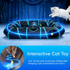 Pwvivjoi túnel para gatos: interior flexible para juego y exploración en figura-8.