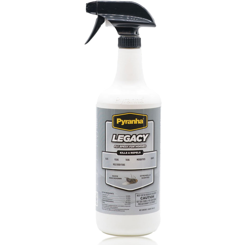 Pyranha Legacy, botella-1qt, protege contra moscas durante entrenamientos.