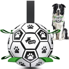 QDAN bola para perros con cintas para rebote errático y juego interactivo