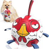 QDAN: pelota de pollo con correas para perros, ideal para juego interactivo al aire libre.