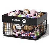 Cesta de juguetes qeerable en metal grande, alta capacidad para perros.