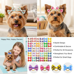 Lazos QingHan para perro, colores vibrantes, ideales para estilo del pelaje.
