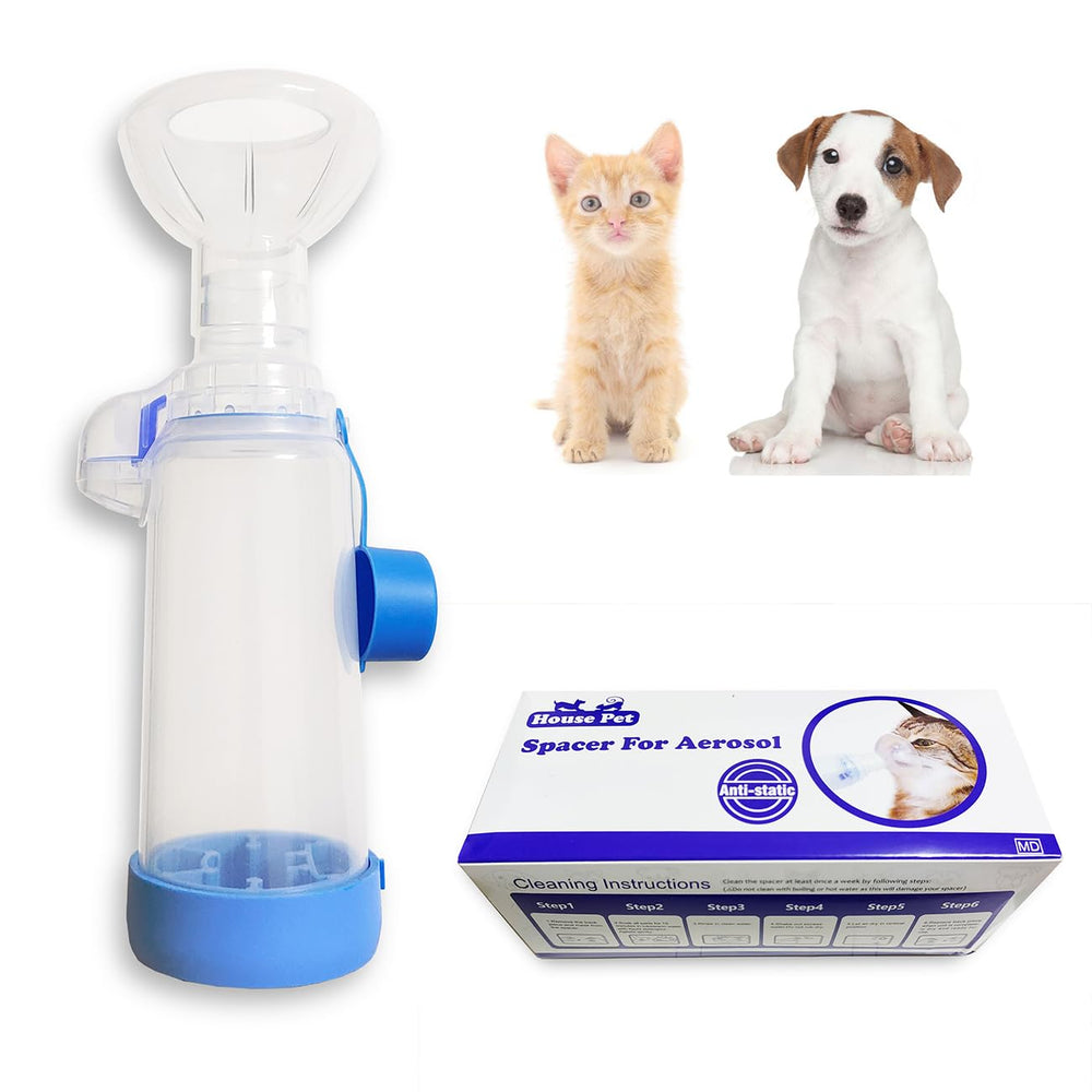 QMARK espaciador inhalador para gatos con máscara de silicona suave.