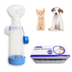 QMARK espaciador inhalador para gatos con máscara de silicona suave.