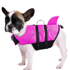 Queenmore chaleco salvavidas para perro con diseño dorsal tipo tiburón para mayor flotación.