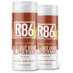 R86 eliminador de olores en frasco neutraliza olores fuertes en interiores.