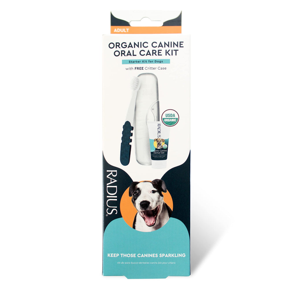 RADIUS kit dental canino: vista general del conjunto para higiene bucal.