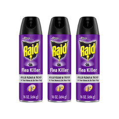 Raid Eliminador de Pulgas, botella de 16 onzas, ideal para uso interior en alfombras y tapizados.