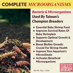 Rare Shrimp alimento microbiano para cría, proteínas clave para juveniles.