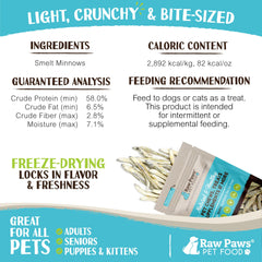 Primer plano de la bolsa de 2oz de Raw Paws, snack práctico para mascotas.