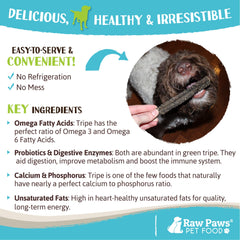 Raw Paws cuidado dental: tripas crujientes ayudan a limpiar dientes.