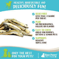 Snack de entrenamiento Raw Paws para perros, fácil de llevar.