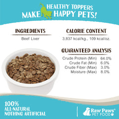 Etiqueta nutricional clara de Raw Paws Boost para mascotas.