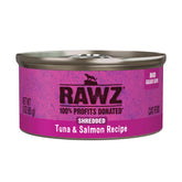 Rawz alimento húmedo para gatos, lata 3oz de atún y salmón, sabor sabroso.