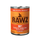 Rawz comida húmeda para perros, lata de pavo 12,5 oz, sabor natural.