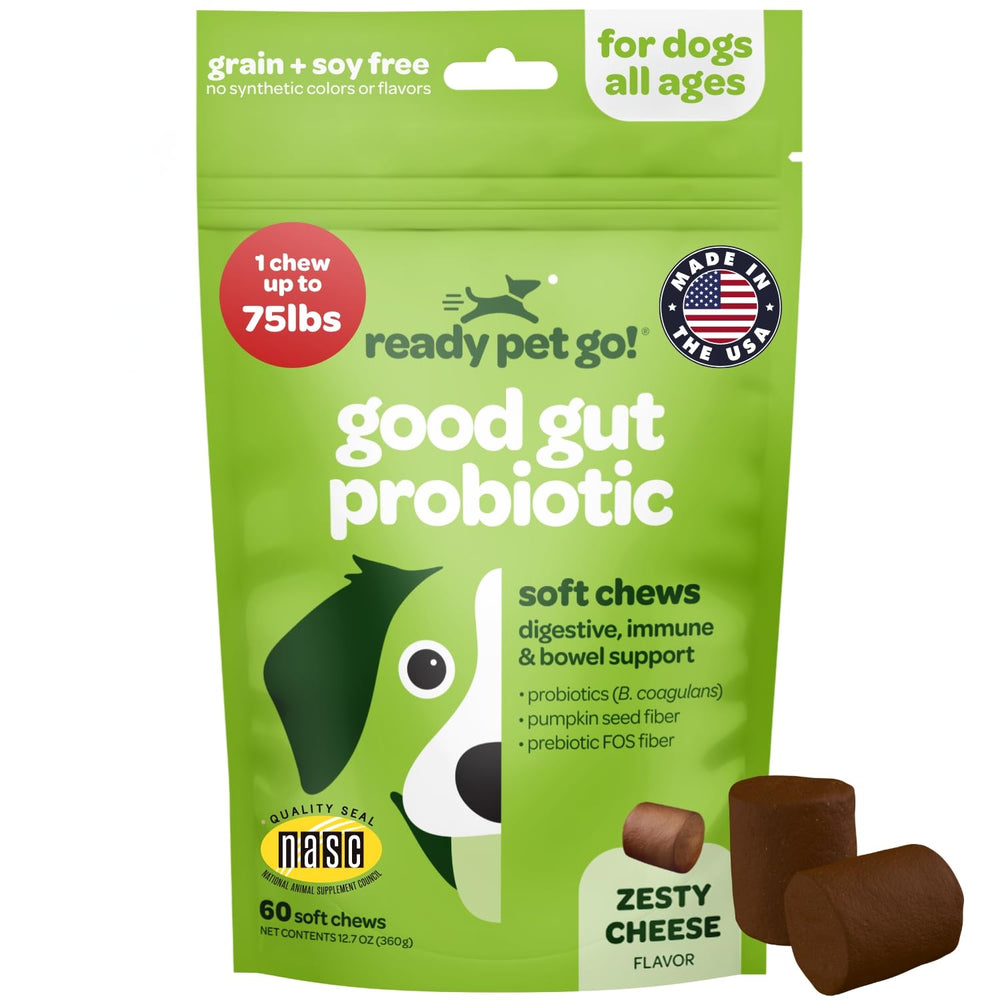 Gomitas probióticas Ready Pet Go en bote para perros, apoyo digestivo suave