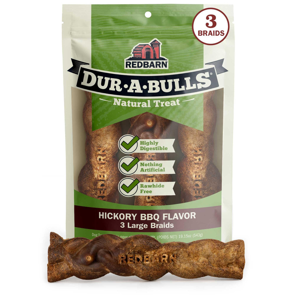 Redbarn Dur-A-Bulls trenzas grandes con sabor hickory para masticar.