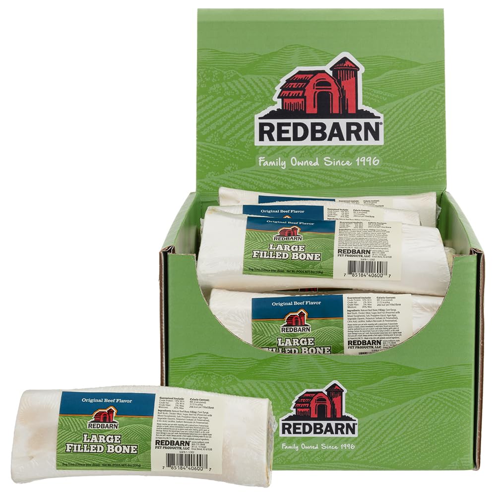 Redbarn Huesos grandes rellenos de res, sabor carne, para masticadores activos.