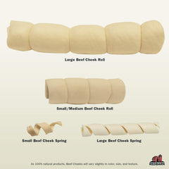 Rollos de mejilla de res Redbarn, paquete de cuatro, snack natural para perros grandes