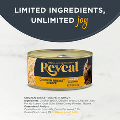 Reveal gato comida húmeda, sin colorantes artificiales para pureza