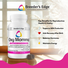 Presentación en envase de Oxy Momma Soft Chews para recuperación posparto de madres.