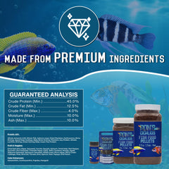 RON'S CICHLIDS fórmula nutritiva, colores brillantes gracias a carotenoides.