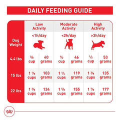 Royal Canin calcio y fósforo para huesos fuertes en perros pequeños.