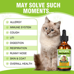 RUAKPL antibiótico natural para gatos, gotero, uso oral seguro y cómodo.
