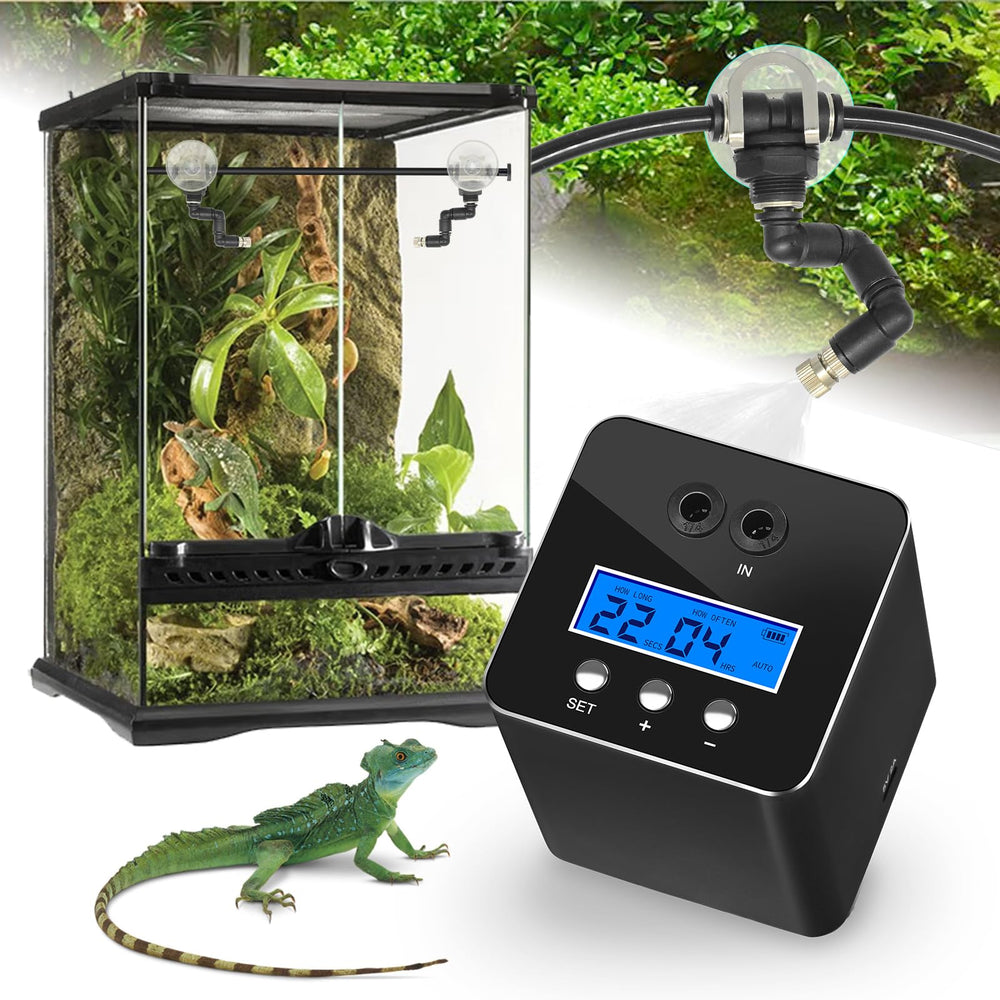 RUNWUSHENG sistema-niebla para reptiles crea ambiente húmedo.