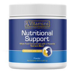 Rx Vitamins: botella del suplemento nutricional para perros y gatos, mejora piel y pelaje.