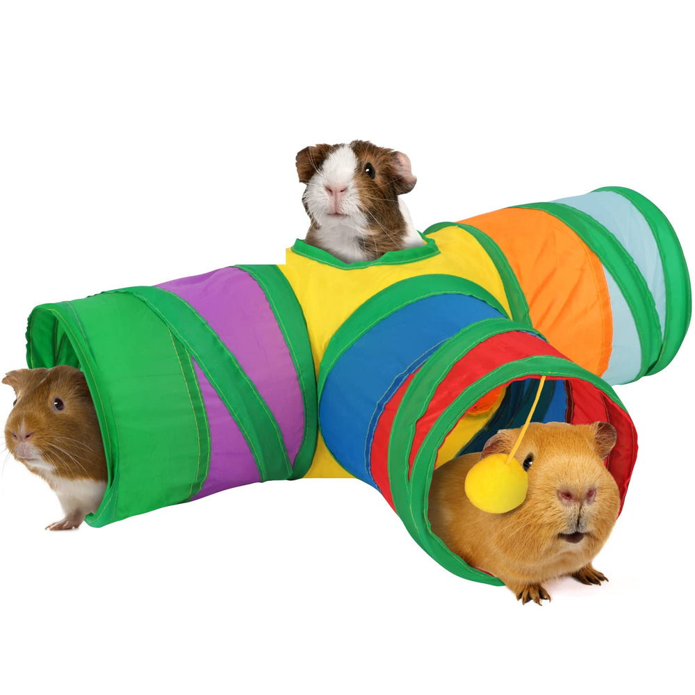 Rypet túnel 3 vías plegable para mascotas pequeñas, favorece juego y ejercicio.
