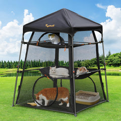 Rywell Catio exterior de tres niveles, ideal para juego y descanso seguro.