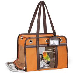 Sanmoncare porta aves frontal con mango de cuero PU, ideal para salidas con estilo.