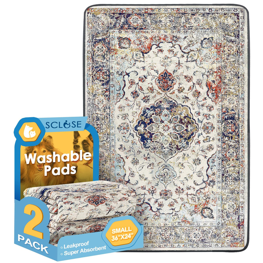 SCLOSE alfombrilla lavable con diseño vintage medallón para perros, ideal para uso diario.