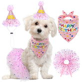 Bandana de cumpleaños SCENEREAL para perro, suave y cómodo para fotos festivas.