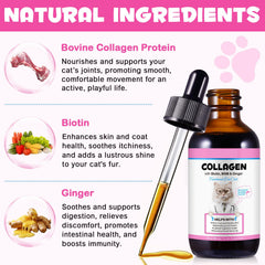 SDJUFEI Collágeno para gatos: pelaje más brillante y sano con biotina.