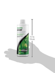 Seachem Flourish Excel 500 ml, etiqueta visible para dosificación precisa de plantas acuáticas