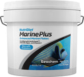 Seachem NutriDiet Marine Plus Flakes frente del envase, alimento balanceado para peces marinos