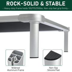 Estructura de aluminio robusta de Senneny, base estable para razas grandes.