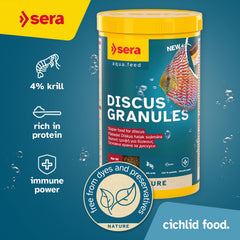 Granulos de Sera Discus Nature con textura suave listos para comer