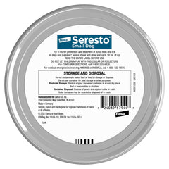 Seresto collar para perro pequeño, vista trasera, cómodo y fácil de llevar.
