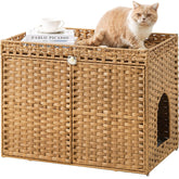 SETVSON caseta de arena para gato en ratán con ventilación natural.