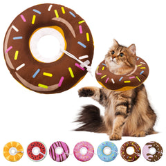 Seyezo collar-cono para gatos forma dona marrón, cómodo y protege heridas.