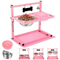SHAINFUN tazón elevado rosa para perros, acceso cómodo durante las comidas.