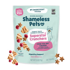 Golosinas Shameless Pets para gatos en bolsa de 2.5 oz, apoyo digestivo.