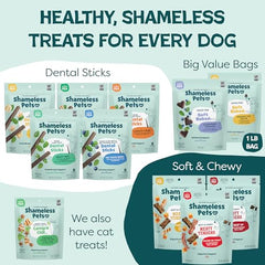 Shameless Pets galletas blandas Duck Duck Beet, textura suave para perros de todas las edades.
