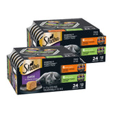 Sheba porciones perfectas pate de pollo en bandejas, proteína para gatos activos.